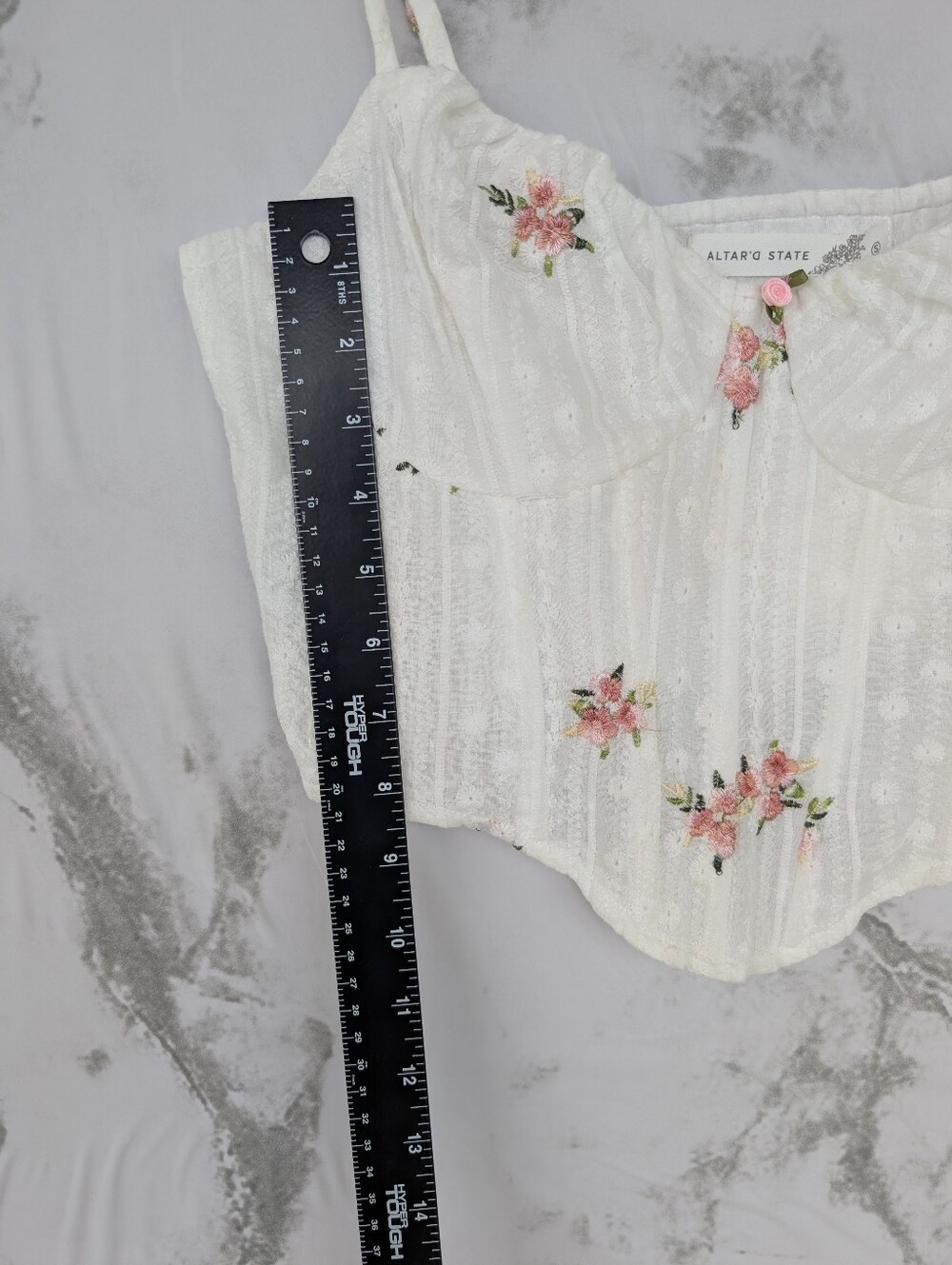 Altar'd State Women's Ivory Pink Floral Corset Cropped Tank Top Small NWT - Picture 8 of 12